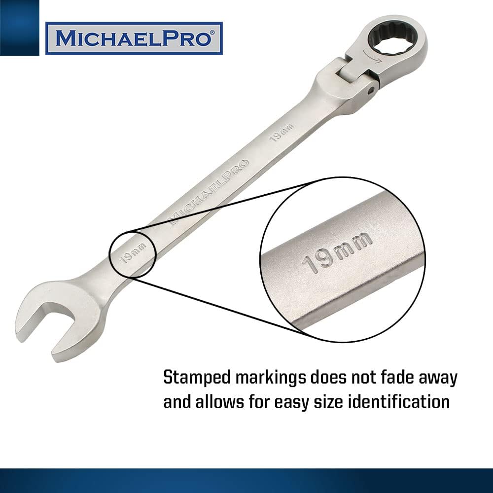 6 Pieces Flexible Head Metric Combination Spanner Set (MP001157)