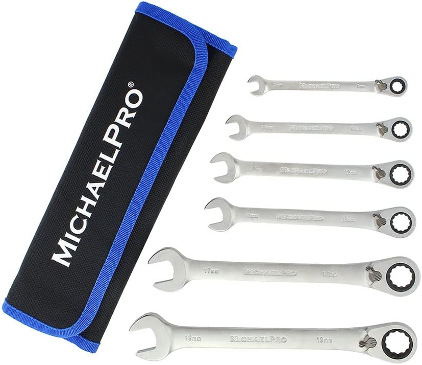 6 Piece Metric Reversible Ratchet Combination Spanner Set (MP001139)