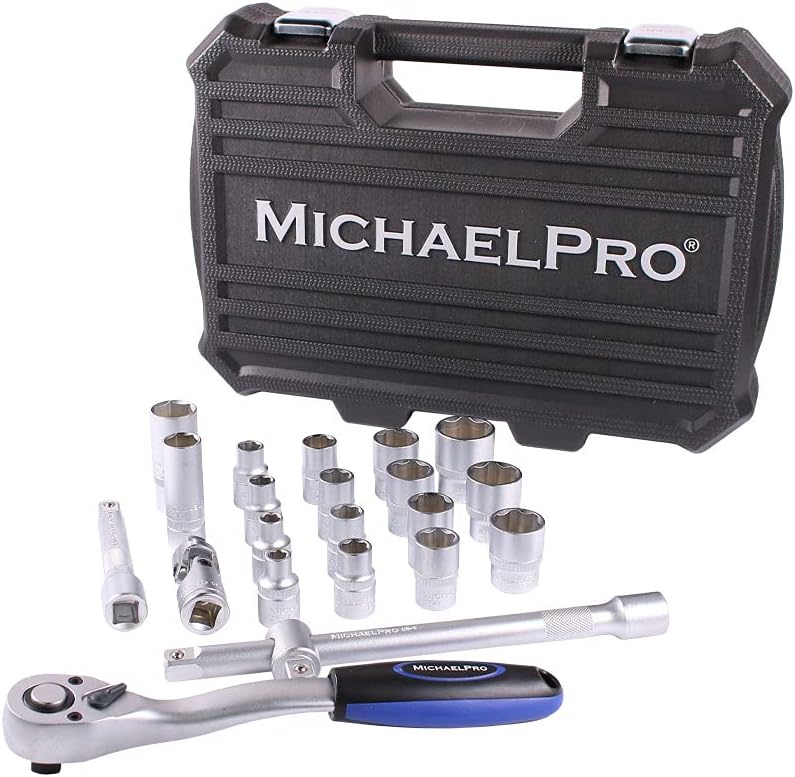 22 Pieces 1/2 Inch Dr. 72T Socket Spanner Ratchet Set with Metric Sockets and Bits (MP005011)