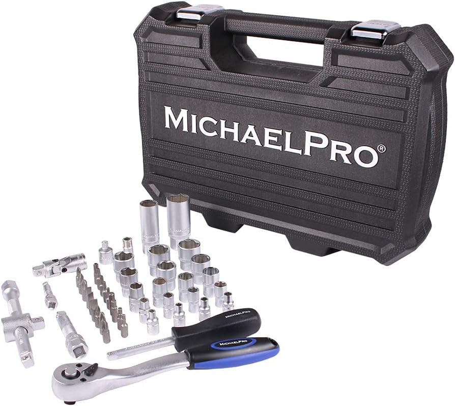 47-Piece 3/8" Dr.72T Socket Ratchet Wrench Set with Metric Sockets and Bits (MP005012)