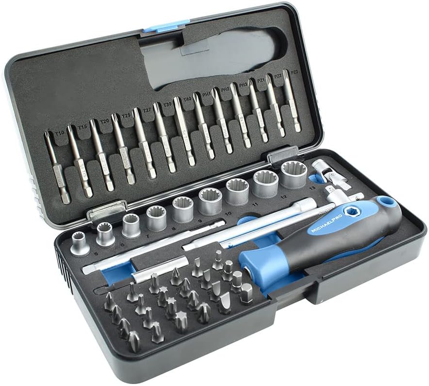 52-Piece Replaceable Screwdriver Bit and Socket Set with Handle (MP012004BL)