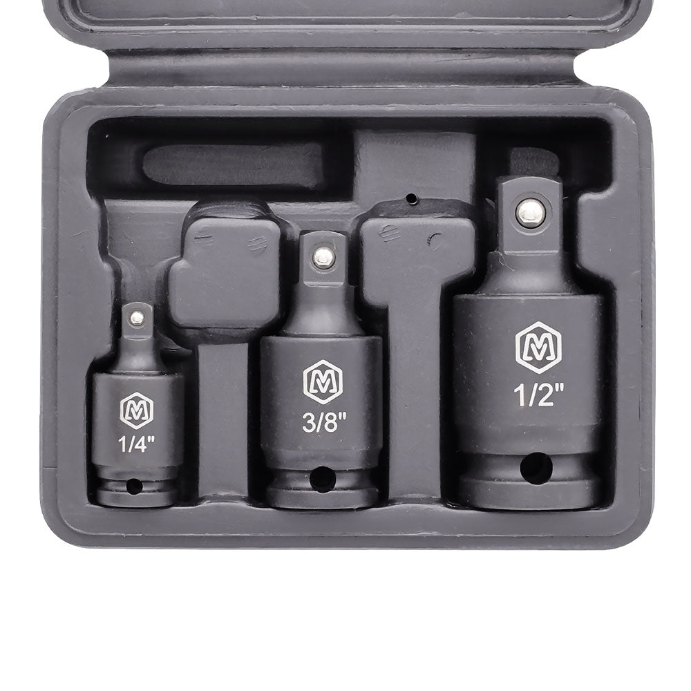 3-Piece Impact Grade Universal Joint Pin-Free Locking Swivel Socket Adapter Set (MP005026)