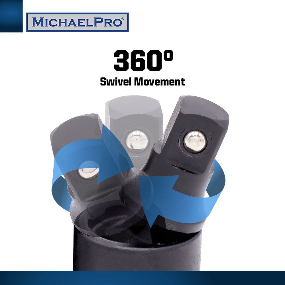 3-Piece Impact Grade Universal Joint Pin-Free Locking Swivel Socket Adapter Set (MP005026)