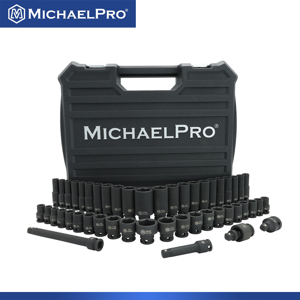 48-Piece 3/8"Drive Impact Socket Set in Standard SAE and Metric Sizes (MP005035)
