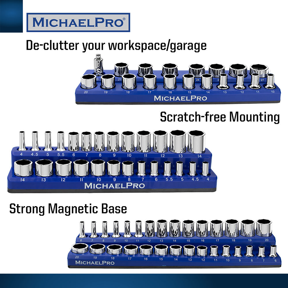 3-Piece Magnetic Socket Organizers for Metric Sockets (MP014002)