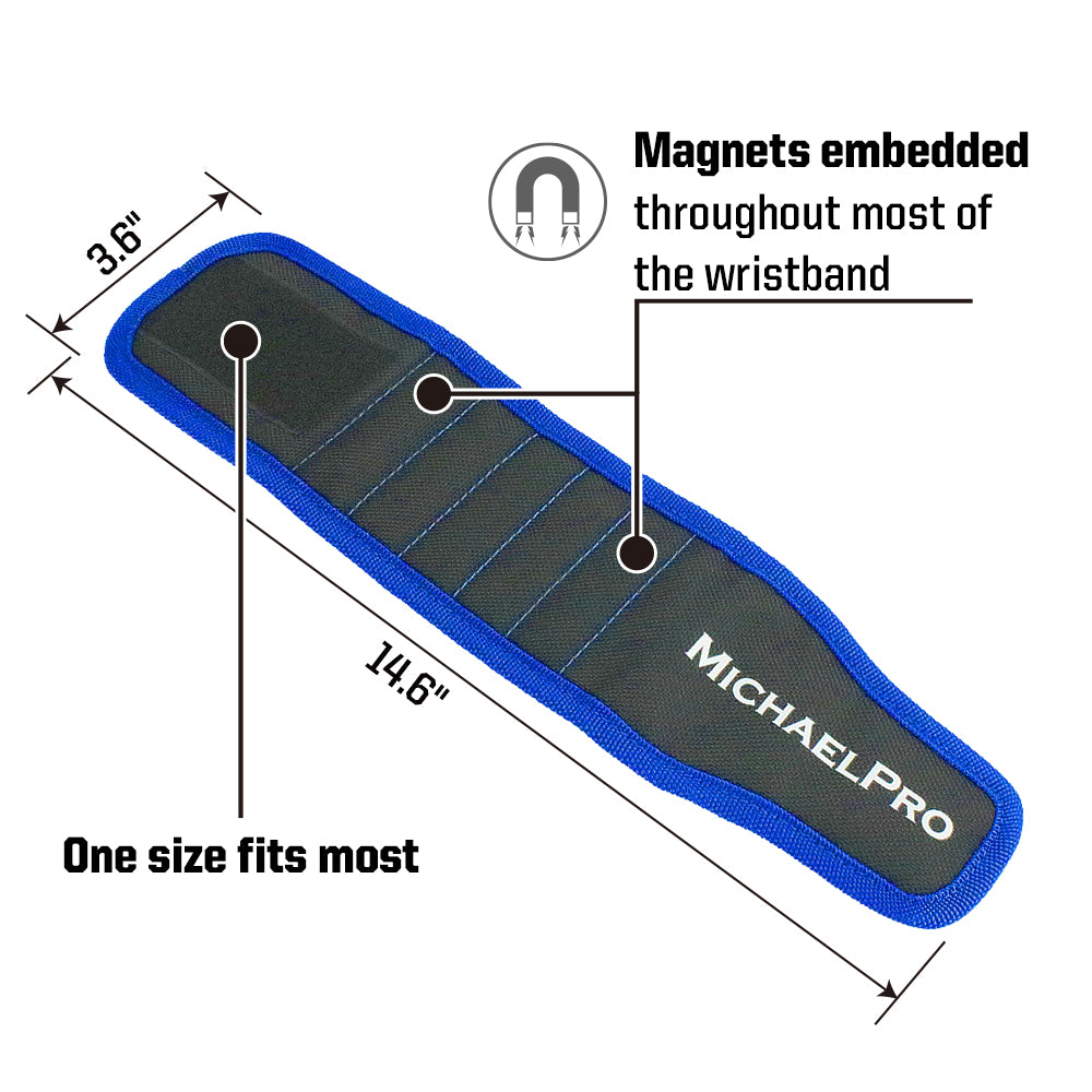 Magnetic Wristband for Holding Screws, Nails, Drill Bits, Tools (MP015001)