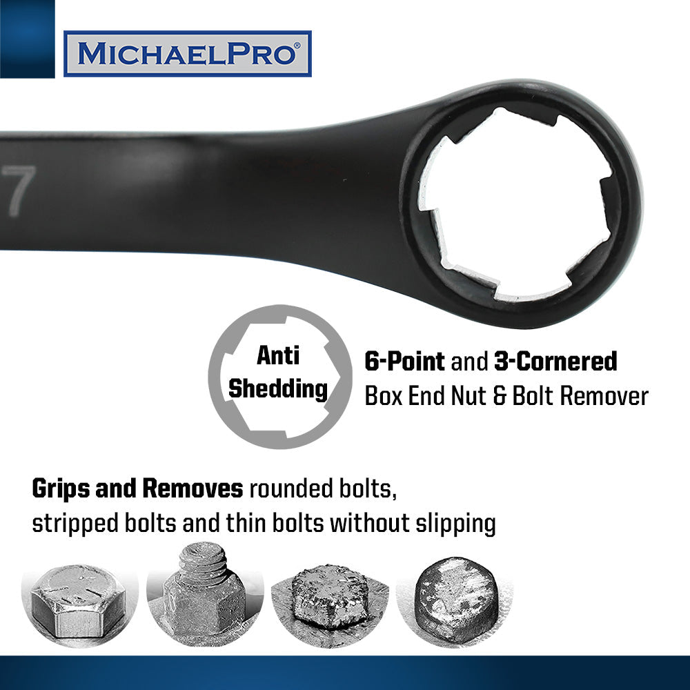 18-Piece Black Oxide Bolt Extractor Offset Wrench and Socket Set in Metric Sizes (MP001218)