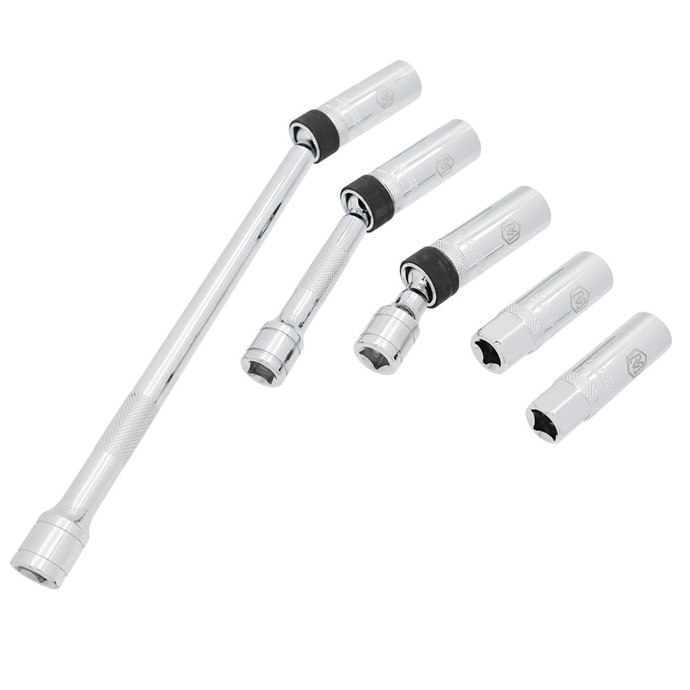 5-Piece 3/8" Drive Magnetic Swivel Spark Plug Socket Set with Foam Tray (MP005043)