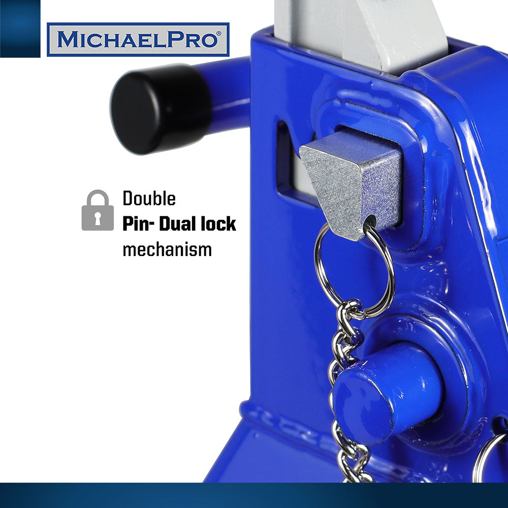 6 Ton Double Pin Jack Stands with Forged Steel Ratchet Bar Provides Greater Safety (MP017002)